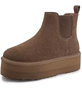 Amazon.com | Athlefit Genuine Suede Platform Snow Boots for Women